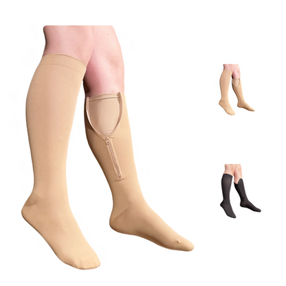 Ziperior Refreshed 20-30 mmHg Compression Grade 2 Inside Leg Pain Circulation Zipper Closed Toe Socks