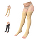 Ziperior Thigh High 15-20 mmHg Compression Wide Calf Inside Leg Zipper Open Toe Stocking
