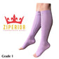 Ziperior Open Toe 15-20 mmHg Compression Inside Zipper Leg Men Women 1 Pair Lavender Socks