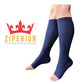 Ziperior Open Toe 15-20 mmHg Compression White Navy Gray Inside Leg Zipper Socks