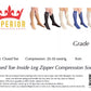Ziperior Inside Leg Zipper 20-30 mmHg Compression Grade 2 Color Closed Toe Socks
