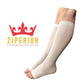 Ziperior Open Toe 15-20 mmHg Compression White Navy Gray Inside Leg Zipper Socks