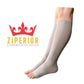 Ziperior Open Toe 15-20 mmHg Compression White Navy Gray Inside Leg Zipper Socks