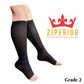 Ziperior Inside Leg Zipper 20-30 mmHg Compression Grade Calf Open Toe Socks