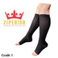 Ziperior Open Toe 15-20 mmHg Compression Grade Calf Pain Leg Inside Zipper Socks