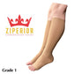 Ziperior Open Toe 15-20 mmHg Compression Grade Calf Pain Leg Inside Zipper Socks