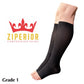 Ziperior Open Toe 15-20 mmHg Compression Grade Calf Pain Leg Inside Zipper Socks
